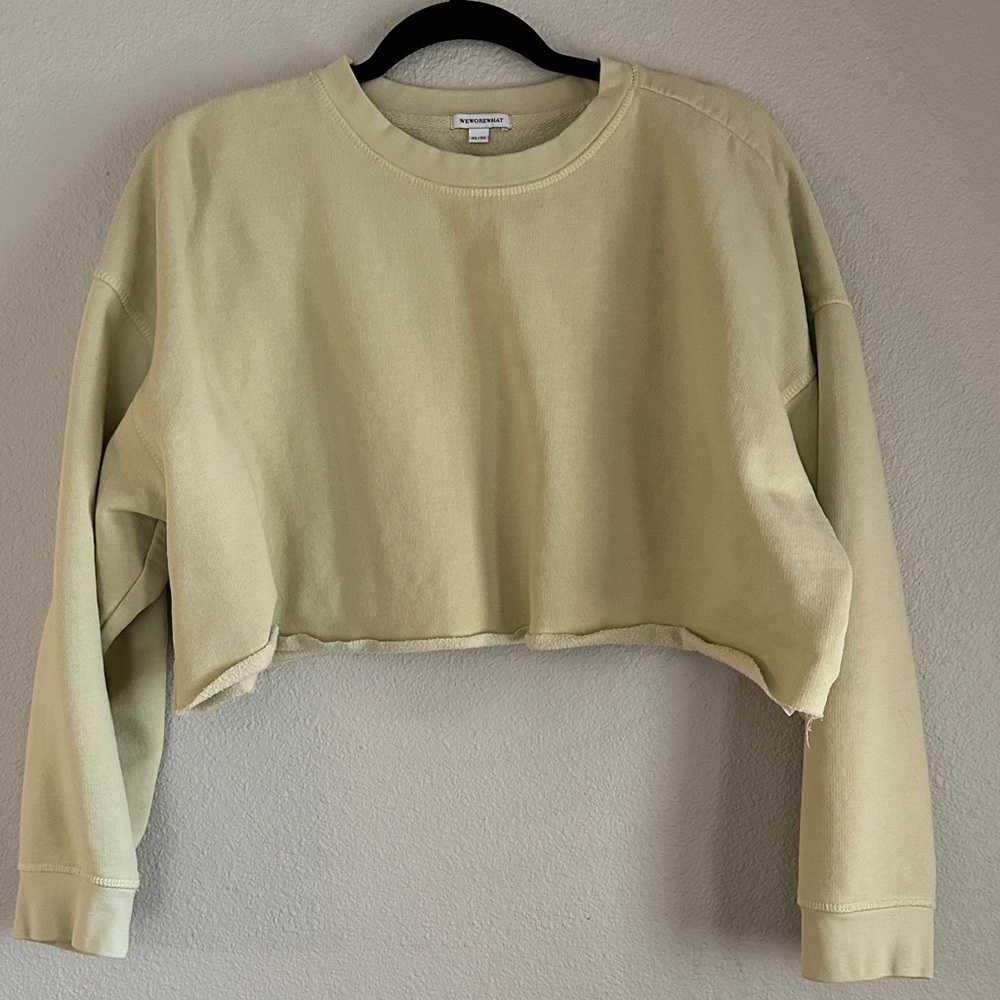WeWoreWhat Light Green Cropped Sweatshirt